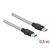 Delock USB 3.2 Gen 1, fém borítású kábel A-típusú apa A-típusú, 0,5 méter (86774)