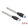 Delock USB 3.2 Gen 1, fém borítású kábel A-típusú apa B-típusú, 0,5 méter (86777)