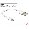 Delock USB adat- és töltőkábel iPhone , iPad és iPod készülékhez fehér 15 cm (83001)