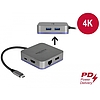 Delock USB Type-C dokkoló állomás mobil eszközökhöz 4K - HDMI / Hub / LAN / PD 3.0 LED kijelzővel (87742)