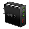 Fali töltő Choetech C0026, amerikai csatlakozó, 3x USB-C digitális kijelzővel 15W, fekete (C0026)