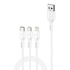Foneng X36 3 az 1-ben USB - USB-C / Lightning / Micro USB kábel, 2,4 A, 2 m, fehér (X36 3 in 1 / White)