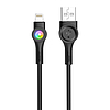 Foneng X59 USB-Lightning kábel, LED, 3A, 1m, fekete (X59 iPhone)