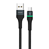 Foneng X79 USB-Micro USB kábel, LED, fonott, 3A, 1m, fekete (X79 Micro)