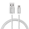 GND microUSB/USB-A kábel, 2 méter, fonott - ezüst szín (GNDMICUSB200MM05)