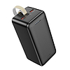 Hoco - Power Bank Smart (J111D) - 2x USB, Type-C, Micro-USB, PD30W, LED-del az akkumulátor ellenőrzéséhez és a zsinórhoz, 50 000 mAh - Fekete (KF2314355)