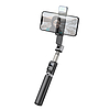 Hoco - Selfie Stick (K16) - Stabil, BT 4.0, vezeték nélküli Bluetooth távirányítóval és lámpával, 80 cm - Fekete (KF2314432)