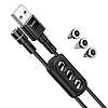Hoco - Töltőkábel 3 az 1-ben Sunway (U98) - Mágneses csatlakozók, USB-A-Lightning, Type-C, Micro-USB, 20 W, 2,4 A, 1,2 m - Fekete (KF239361)