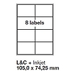 Jac 20042 105x74,25mm 2 pályás univerzális etikett 8 címke/ív 100ív/doboz