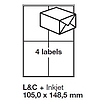 Jac 20043 105x148,5mm 2 pályás univerzális etikett 4 címke/ív 100ív/doboz