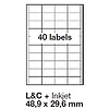 Jac 20176 48,9x29,6mm 4 pályás univerzális etikett 40 címke/ív 100ív/doboz