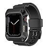 Kingxbar CYF134 2 az 1-ben strapabíró tok Apple Watch SE-hez, 6, 5, 4 (44 mm) rozsdamentes acél, fekete szíjjal