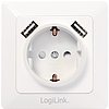 LogiLink 2-Port USB wall outlet with 1x safety socket (PA0162)