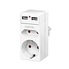 LogiLink Socket adapter, 1x CEE7/16 + 1x CEE7/3 + 2x USB-A (PA0276)