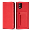 Mágneses kártyatartó Samsung Galaxy A12 5G tasak pénztárca kártyatartóhoz, piros
