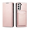 Mágneses kártyatartó Samsung Galaxy S22 + (S22 Plus) zsebpénztárca kártyatartóhoz, rózsaszín