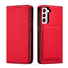 Mágneses kártyatartó Samsung Galaxy S22 + (S22 Plus) zsebpénztárca kártyatartóhoz, piros