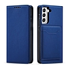 Mágneses kártyatartó tok Samsung Galaxy S22 + (S22 Plus) zsebpénztárca kártyatartóhoz, kék