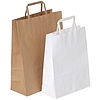 Nyomatlan papír szalagfüles táska, fehér, 28x22x11cm, nátron, 80g, 100db/csomag
