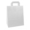 Nyomatlan papír szalagfüles táska, fehér, 28x22x11cm, nátron, 80g