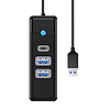 Orico Hub Adapter USB 2x USB 3.0 + USB-C, 5 Gbps, 0,15 m, fekete (PWC2U-U3-015-BK-EP)