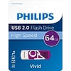 Pendrive 64GB Philips Vivid USB 2.0 lila, kihajtós FM64FD05B
