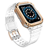 Protect Strap Band Case csuklópánt Apple Watch 7 / 6 / 5 / 4 / 3 / 2 / SE (45 / 44 / 42 mm) tok páncél karóra borító fehér / rózsa arany