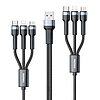 Remax Jany Series többfunkciós 6 az 1-ben USB kábel - micro USB + USB Type C + Lightning / micro USB + USB Type C + Lightning 2m fekete (RC-124)