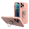 Ring Case szilikon tok ujjfogással és állvánnyal a Samsung Galaxy A22 4G rózsaszín telefonhoz