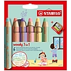 Stabilo Woody 3 in 1 Színes ceruza készlet, kerek, vastag,  Pastel, 6 különböző szín