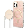 Szett Guess GUBPP12MH4EACSP Case+ Töltő iPhone 12/12 Pro rózsaszín/rózsaszín kemény tok 4G Print MagSafe