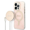 Szett Guess GUBPP14LH4EACSP Case+ Töltő iPhone 14 Pro 6.1" rózsaszín/rózsaszín kemény tok 4G Print MagSafe