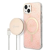 Szett Guess GUBPP14MH4EACSP Case+ Töltő iPhone 14 Plus 6.7" rózsaszín/rózsaszín kemény tok 4G Print MagSafe