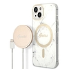 Szett Guess GUBPP14MHMEACSH Case+ Töltő iPhone 14 Plus 6.7" fehér/fehér kemény tok Marble MagSafe