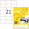 TopStick No. 8707 univerzális 70 x 41 mm méretű, fehér öntapadós etikett címke A4-es íven - 2100 címke / doboz - 100 ív / doboz (TopStick 8707)