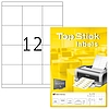 TopStick No. 8709 univerzális 70 x 67,7 mm méretű, fehér öntapadós etikett címke A4-es íven - 1200 címke / doboz - 100 ív / doboz (TopStick 8709)