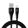 USB Lightning kábel Vipfan A01, 3A, 1,2m, fonott, fekete). (CB-A1LT-black)