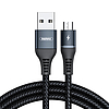 USB Micro Remax Colorful Light kábel, 2,4A, 1m, fekete (RC-152m)